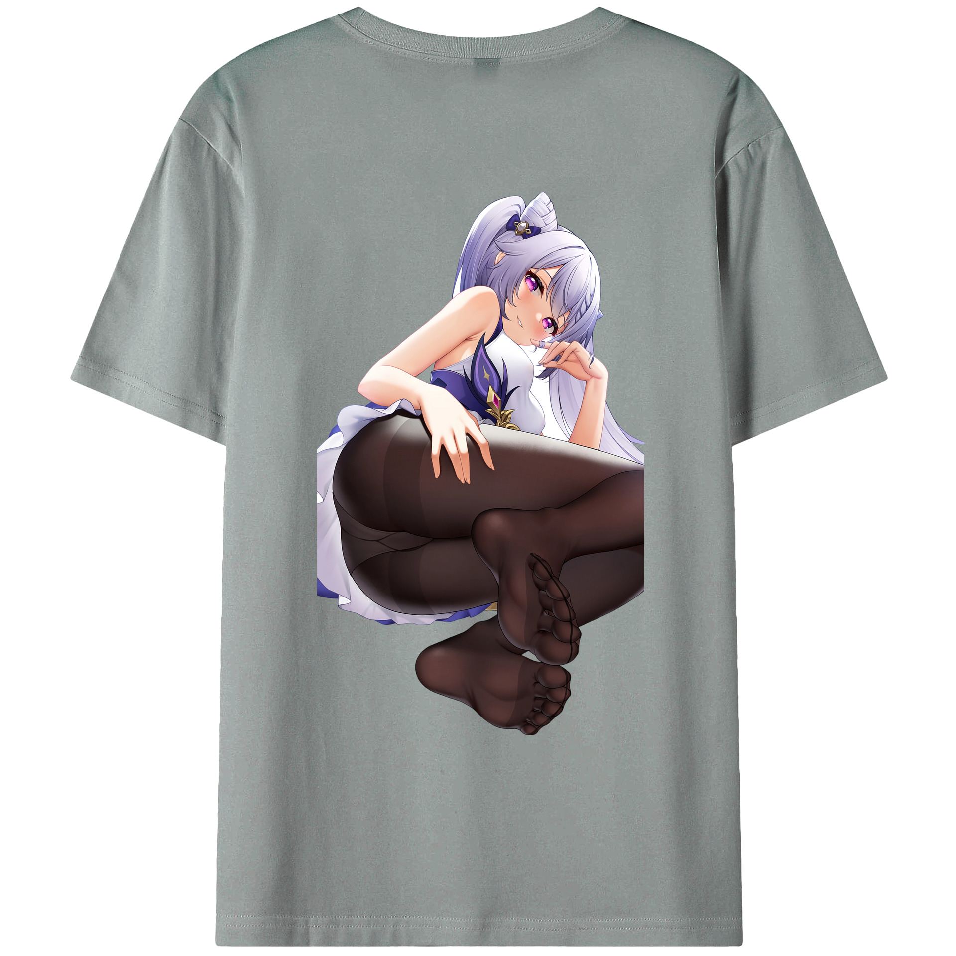 げんし神 刻晴 こくせい genshin Kokusei 綿100％ メンズ半袖Tシャツ（バックプリント） 通気性